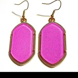 Gold and Pink Dangle Earrings